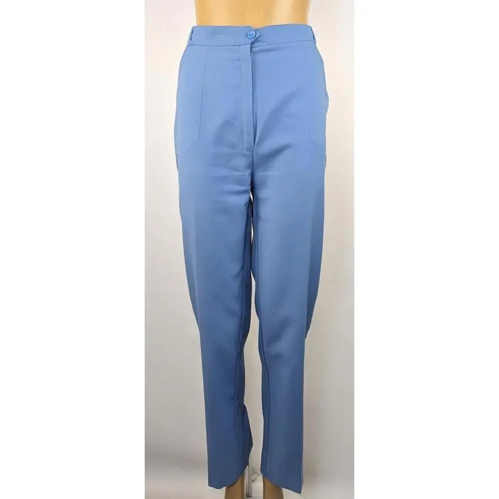Alpaq powder blue 70s pants vintage high‎ waist trousers flare leg - Picture 4 of 9